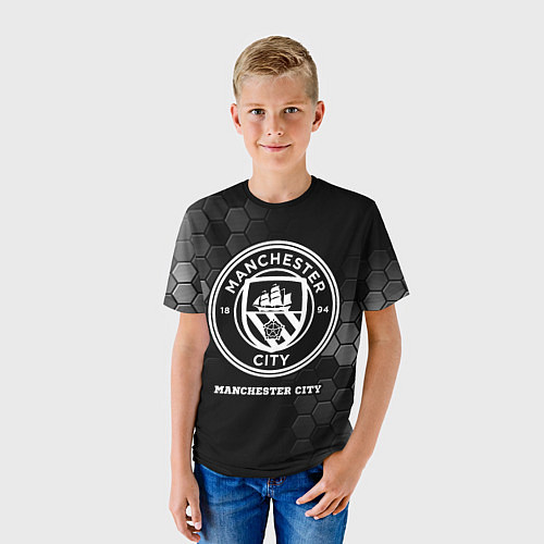 Детская футболка Manchester City sport на темном фоне / 3D-принт – фото 3