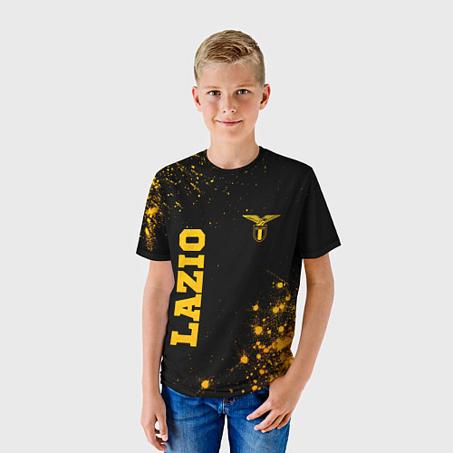 Детская футболка Lazio - gold gradient вертикально / 3D-принт – фото 3
