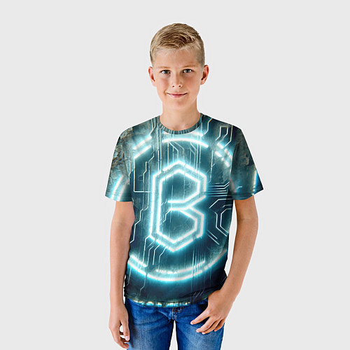 Детская футболка Неоновая вывеска - свечение / 3D-принт – фото 3