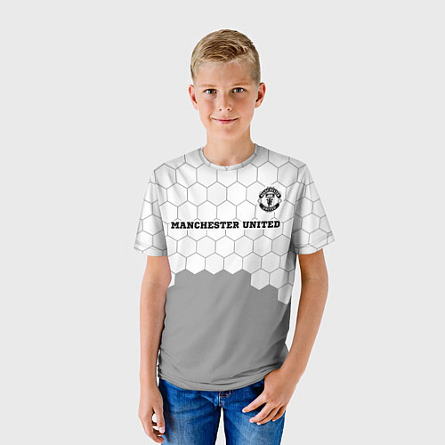 Детская футболка Manchester United sport на светлом фоне посередине / 3D-принт – фото 3