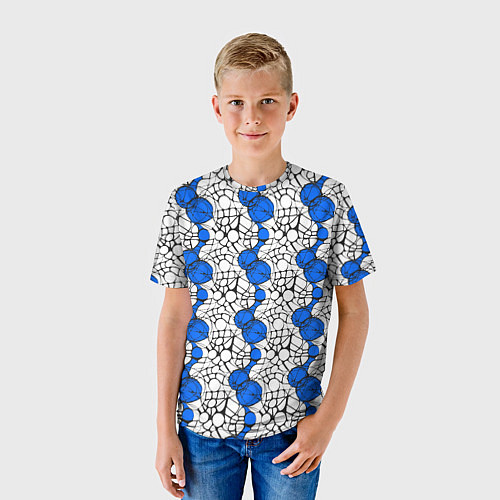 Детская футболка Нейрографический узор из синих кругов и овалов / 3D-принт – фото 3