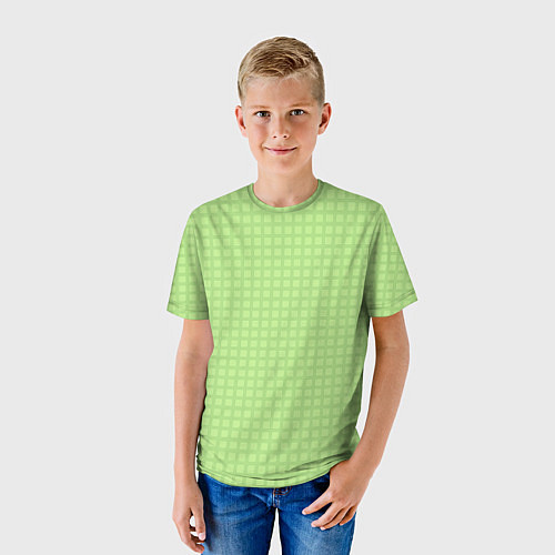 Детская футболка Зелёный авокадо паттерн клетка / 3D-принт – фото 3
