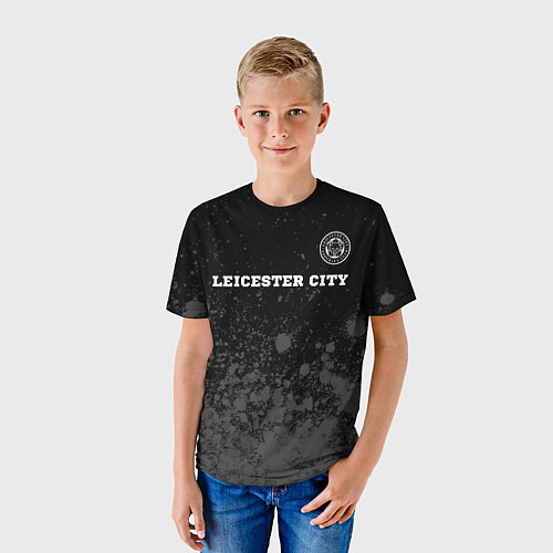 Детская футболка Leicester City sport на темном фоне посередине / 3D-принт – фото 3