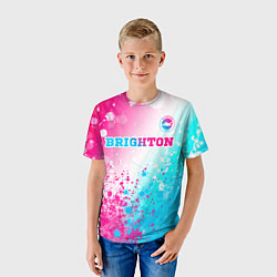 Футболка детская Brighton neon gradient style посередине, цвет: 3D-принт — фото 2