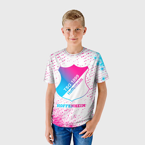 Детская футболка Hoffenheim neon gradient style / 3D-принт – фото 3