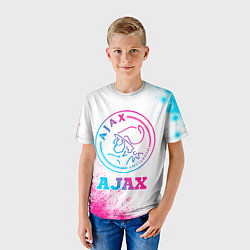 Футболка детская Ajax neon gradient style, цвет: 3D-принт — фото 2