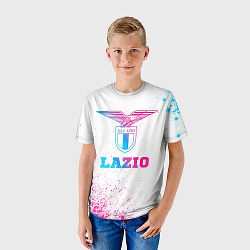 Детская футболка Lazio neon gradient style / 3D-принт – фото 3