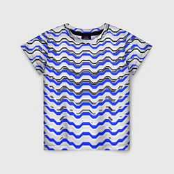 Футболка детская Black and blue stripes on a white background, цвет: 3D-принт