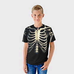 Футболка детская Человеческий скелет на черном фоне, цвет: 3D-принт — фото 2