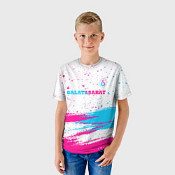 Футболка детская Galatasaray neon gradient style посередине, цвет: 3D-принт — фото 2