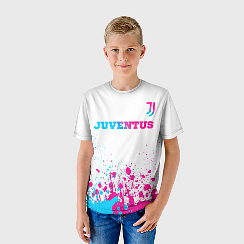 Детская футболка Juventus neon gradient style посередине / 3D-принт – фото 3