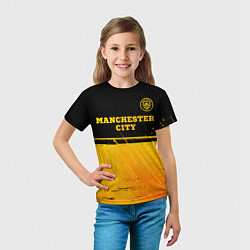 Футболка детская Manchester City - gold gradient посередине, цвет: 3D-принт — фото 2