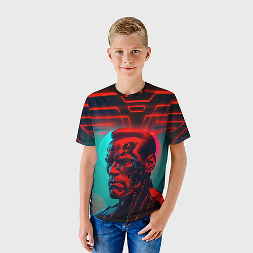 Детская футболка Терминатор в красном свечении / 3D-принт – фото 3
