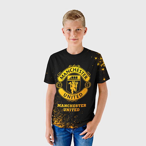 Детская футболка Manchester United - gold gradient / 3D-принт – фото 3