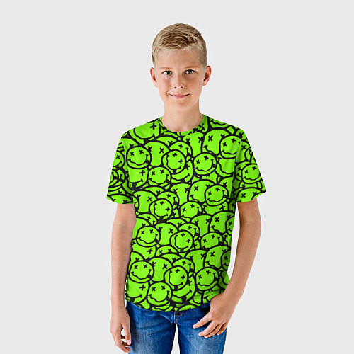 Детская футболка Nirvana токсичный смайл / 3D-принт – фото 3