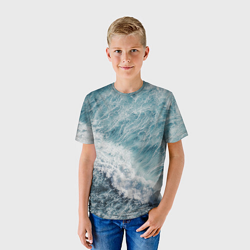 Детская футболка Морская бирюзовая волна / 3D-принт – фото 3