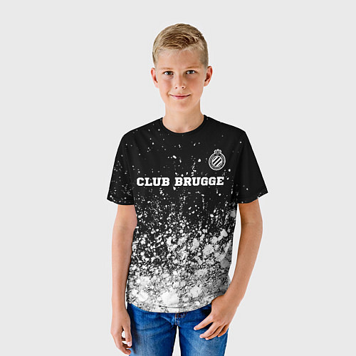 Детская футболка Club Brugge sport на темном фоне посередине / 3D-принт – фото 3