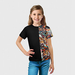 Футболка детская Тату ирезуми дракона тигр лис и самурай, цвет: 3D-принт — фото 2