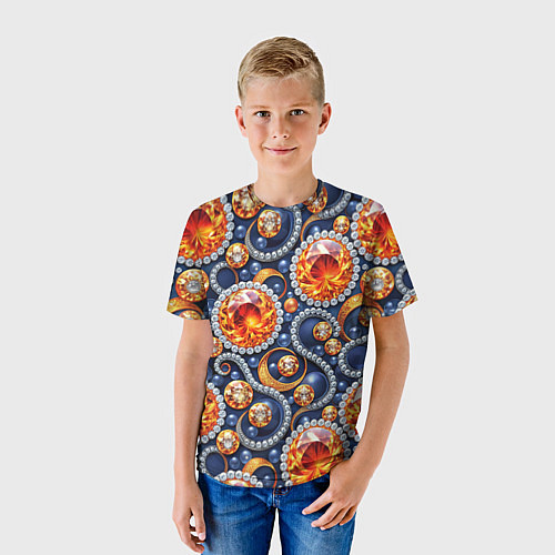 Детская футболка Ювелирные украшение с золотом и бриллиантом паттер / 3D-принт – фото 3