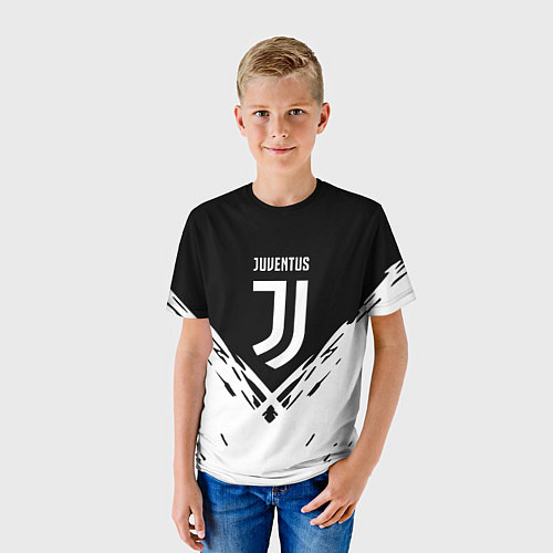 Детская футболка Juventus sport geometry fc club / 3D-принт – фото 3