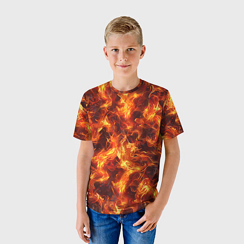 Детская футболка Текстура элементаля огня / 3D-принт – фото 3