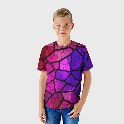 Детская футболка Крупный фиолетовый витраж / 3D-принт – фото 3