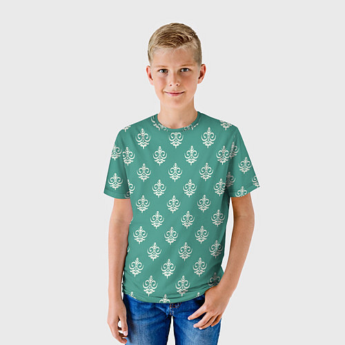 Детская футболка Винтажный орнамент на бирюзовом / 3D-принт – фото 3