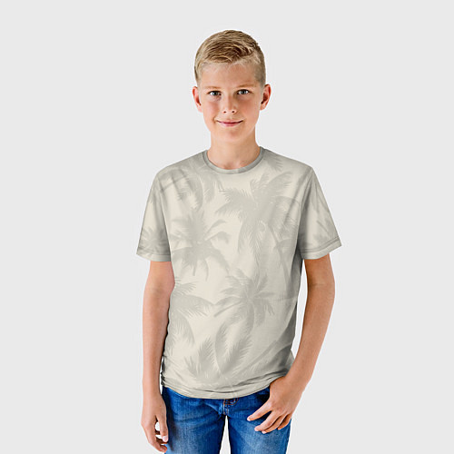 Детская футболка Бежевые пальмы паттерн / 3D-принт – фото 3