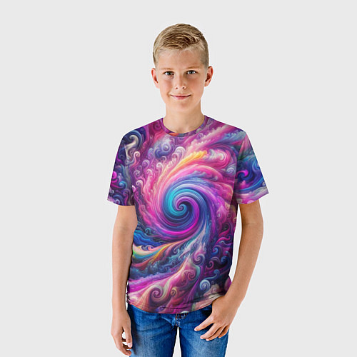 Детская футболка Абстракция, водоворот из ярких красок / 3D-принт – фото 3