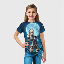 Футболка детская Кибер Барби из будущего под луной - нейросеть, цвет: 3D-принт — фото 2