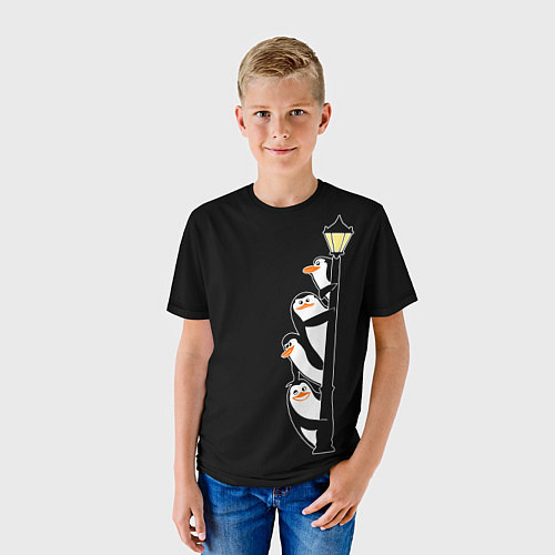 Детская футболка Пингвины на фонарном столбе / 3D-принт – фото 3