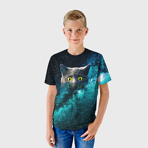 Детская футболка Космос и кот / 3D-принт – фото 3