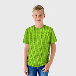 Футболка детская Ярко-зелёный в маленькие чёрные полоски, цвет: 3D-принт — фото 2