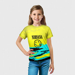 Футболка детская Nirvana краски кислотные, цвет: 3D-принт — фото 2