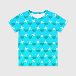 Футболка детская Сюрикены и сердечки: голубой, цвет: 3D-принт