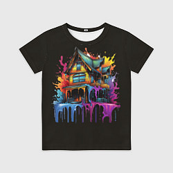 Футболка детская Дом в цветных брызгах, цвет: 3D-принт
