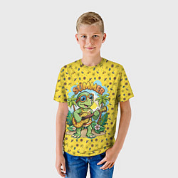 Футболка детская Черепаха с гитарой на острове, цвет: 3D-принт — фото 2