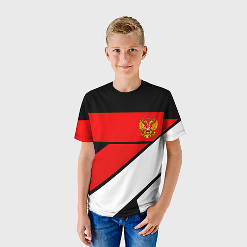 Детская футболка Россия герб спорт текстура / 3D-принт – фото 3