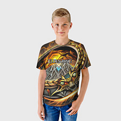 Футболка детская Elden Ring лого и волшебное золотое кольцо, цвет: 3D-принт — фото 2