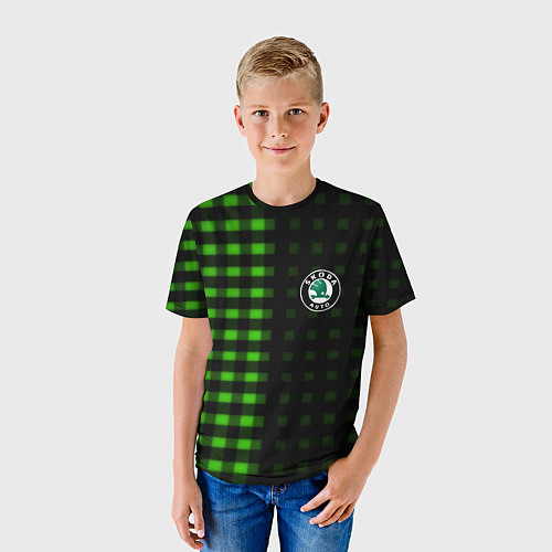 Детская футболка Skoda pattern geometry / 3D-принт – фото 3