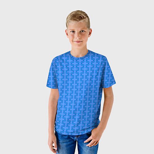 Детская футболка Голубой паттерн цепочки / 3D-принт – фото 3