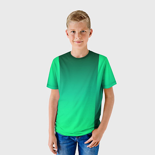 Детская футболка Яркий зеленый градиентный комбинированный фон / 3D-принт – фото 3