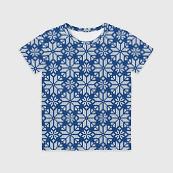 Футболка детская Синий вязаный орнамент, цвет: 3D-принт