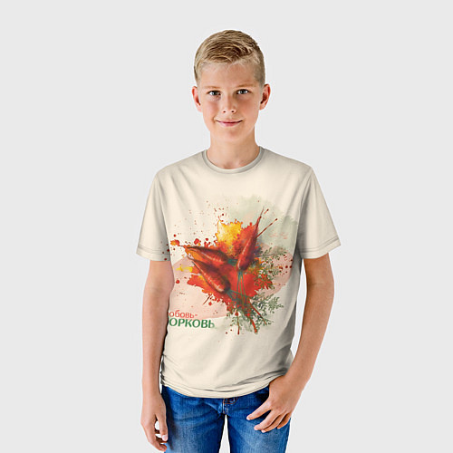 Детская футболка Морковь акварельные кляксы / 3D-принт – фото 3