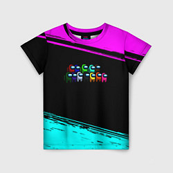 Футболка детская Among us neon colors, цвет: 3D-принт