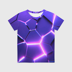 Футболка детская Фиолетовые плиты с розовым свечением, цвет: 3D-принт