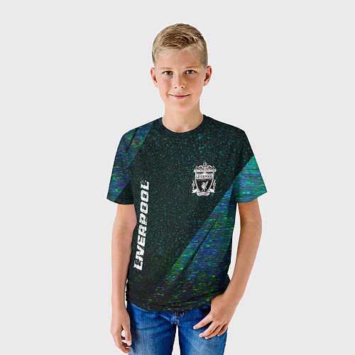 Детская футболка Liverpool glitch blue / 3D-принт – фото 3