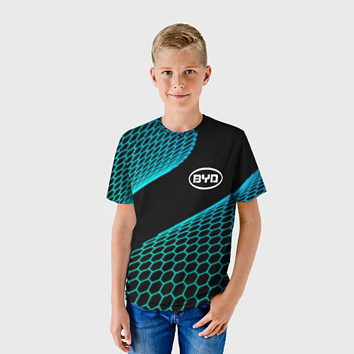 Детская футболка BYD electro hexagon / 3D-принт – фото 3