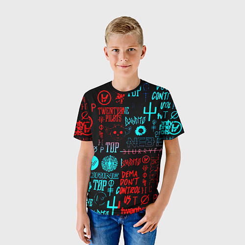 Детская футболка Twenty one pilots pattern music / 3D-принт – фото 3