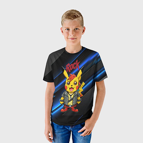 Детская футболка Радостный Пикачу рок звезда / 3D-принт – фото 3